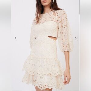 Maje Beige Eyelet Mini Dress, Size 36